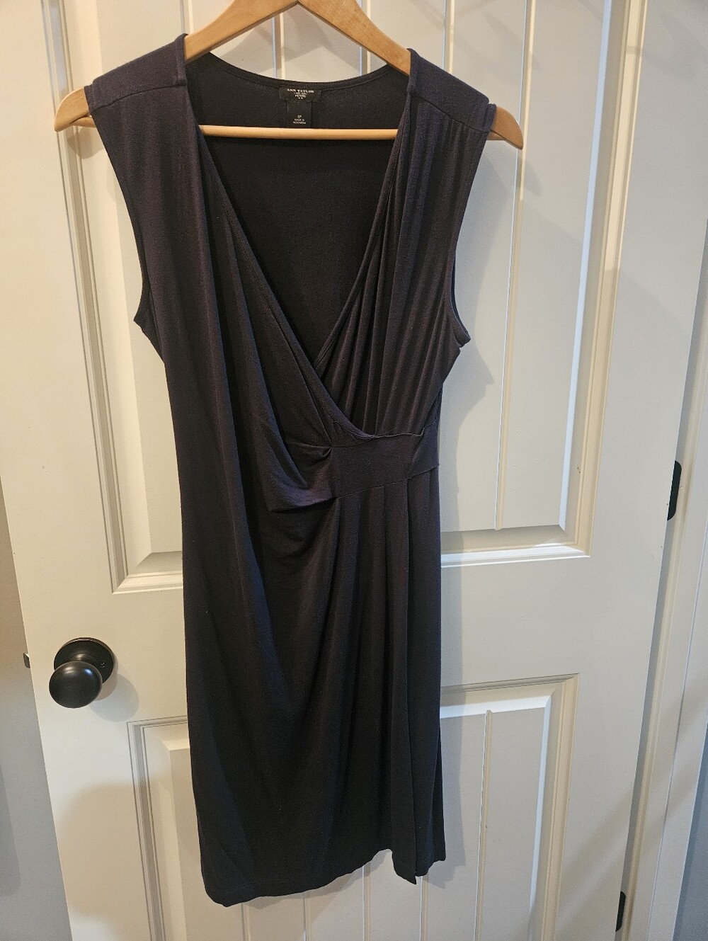 Ann Taylor Navy Sleeveless Surplice Midi Dress